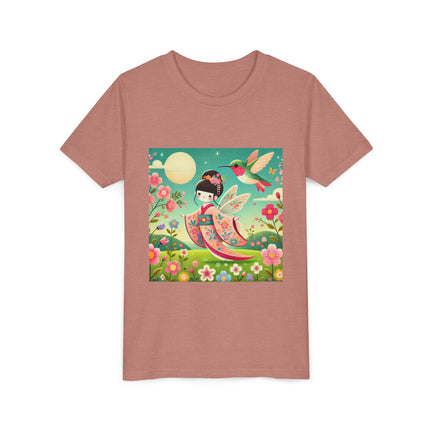 Geisha Fairy and the Hummingbird Blossom Youth Short Sleeve Tee