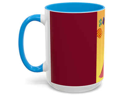 Elegant Holiday Woman with Gifts Colorful Mugs (11oz, 15oz)