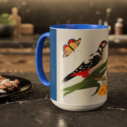 Woodpecker & Tulip Colorful Mugs – Vibrant Spring & Bold Beauty