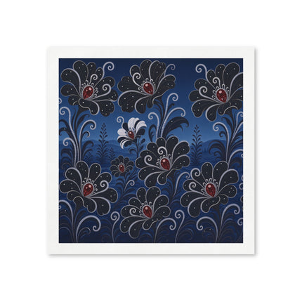 🌙🖤 The Midnight Jewel Flower Garden Napkins – Art Deco Botanical Elegance
