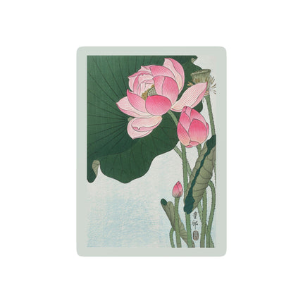 Blooming Lotus Flowers by Ohara Koson Playing Cards