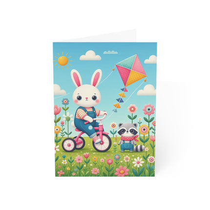 🌸🐦 The Willow Garden Maiden Greeting Card – Whimsical Japanese Garden