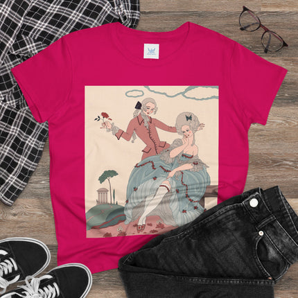 🌹🎀 The Rose Garden Courtship Cotton Tee – Art Deco Romantic Fashion
