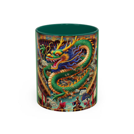 Tibetan Dragon Over Kabuki Duel Colorful Mugs (11oz, 15oz)