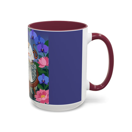 The Lady And The Garden Dragon Colorful Mugs – Art Deco Mythical Botanical Elegance