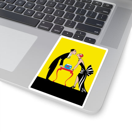 A Moment of Elegance: A Passionate Embrace Amidst Golden Splendor Kiss-Cut Stickers (4 Stickers)