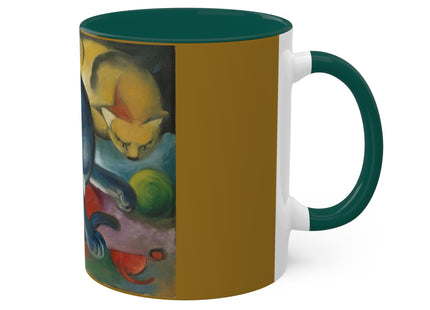 Two Cats, Blue and Yellow by Franz Marc Colorful Mugs, 11oz