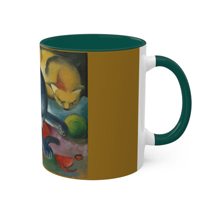 Two Cats, Blue and Yellow by Franz Marc Colorful Mugs, 11oz