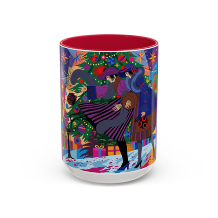 🎄✨ Christmas Among The Twinkling Trees Colorful Mug – Art Deco Holiday Fantasy