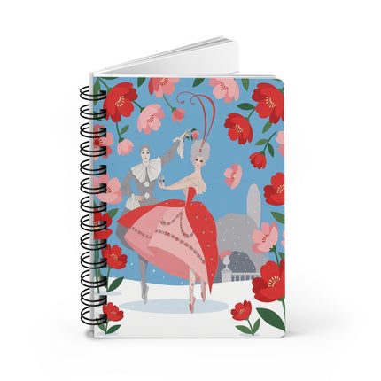 🌹🎭 The Harlequin Rose Dance Spiral Notebook – Art Deco Holiday Fantasy