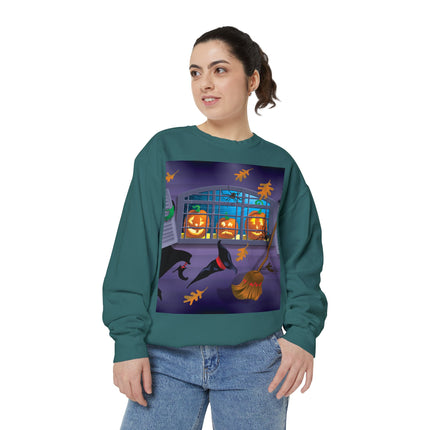 Whimsical Halloween Mischief Unisex Garment-Dyed Sweatshirt