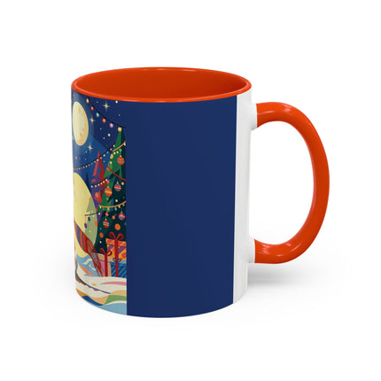 🌙🎿 The Moonlit Christmas Skier Colorful Mug – Whimsical Holiday Fantasy