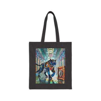 Cyber Panther's Hunt Cotton Canvas Tote Bag