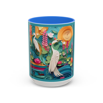 Elegant Egret Oasis Colorful Mugs (11oz, 15oz)