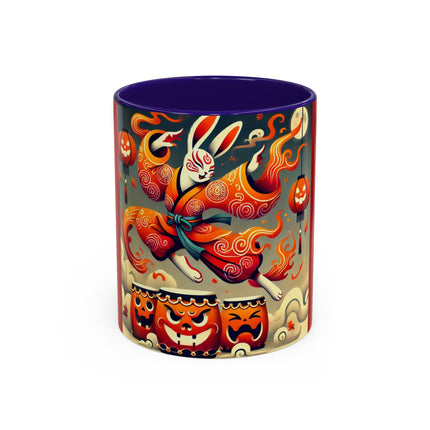 Jack-O’-Lantern Drums & The Kabuki Rabbit Colorful Mugs (11oz, 15oz)