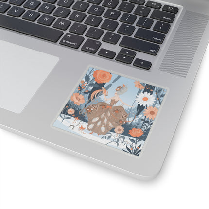 🦚❄️ The Lady Of The Winter Phoenix Garden Kiss-Cut Sticker – Art Deco Floral Fantasy