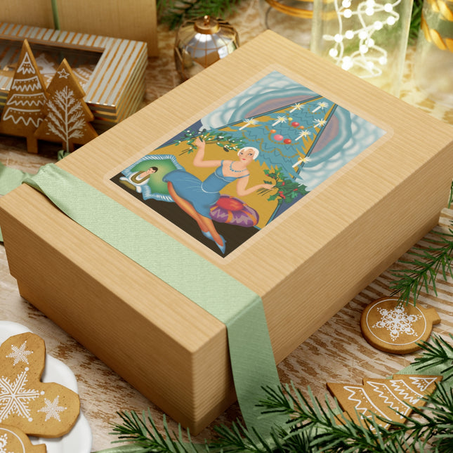 Art Deco Christmas Elegance Kiss-Cut Stickers (4 Sizes)