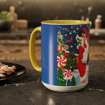 🦌🍬 The Lady Of The Peppermint Christmas Garden Colorful Mug – Colorful Art Deco Holiday Fantasy