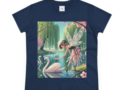 A Fairy Painting a Swan Cotton Tee