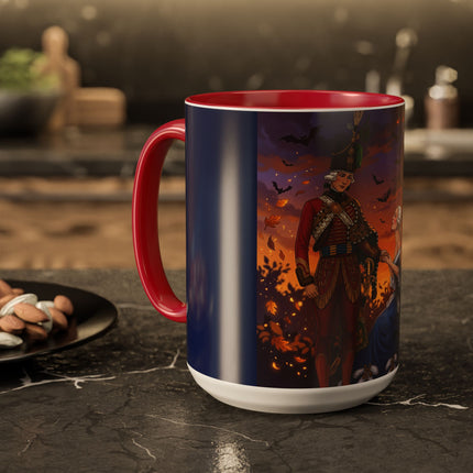 🎃💙 The Pumpkin Lantern Courtship Colorful Mug – Romantic Halloween Elegance