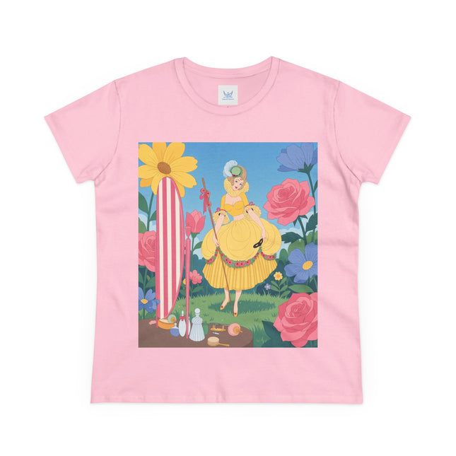 🌸🪞 The Lady Of The Flower Garden Mirror Cotton Tee – Art Deco Floral Fantasy