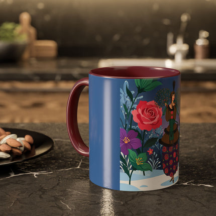 🌹❄️ The Holly Rose Of Winter Colorful Mug – Art Deco Christmas Garden