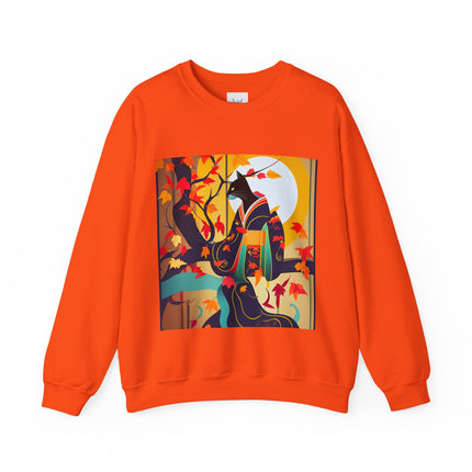 Black Cat in Kimono Unisex Heavy Blend™ Crewneck Sweatshirt