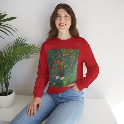 Farm Garden with Sunflowers by Gustav Klimt Heavy Blend™ Crewneck Sweatshirt