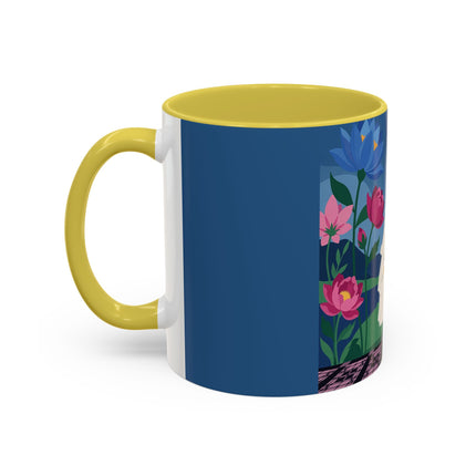 The Lady Of The Golden Parasol Colorful Mugs – Art Deco Botanical Elegance