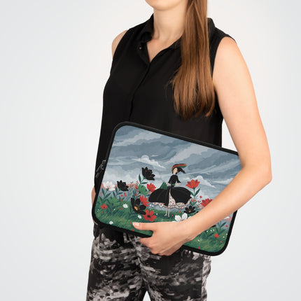 🌧️🌺 The Lady Of The Storm Garden Laptop Sleeve – Art Deco Floral Drama