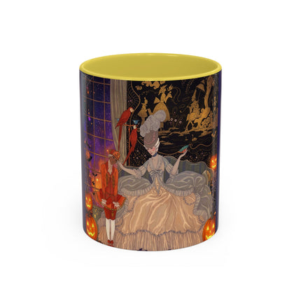 🌙🎃 The Moonlit Parlor Masquerade Colorful Mug – Elegant Halloween Romance