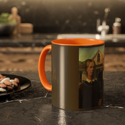 American Gothic by Grant Wood Colorful Mugs (11oz, 15oz)