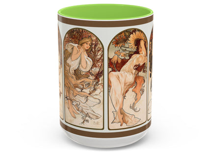 The Seasons by Alphonse Maria Mucha Colorful Mugs (11oz, 15oz)