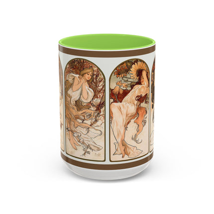 The Seasons by Alphonse Maria Mucha Colorful Mugs (11oz, 15oz)