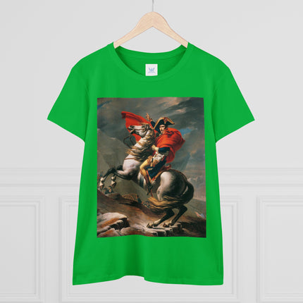 Napoleon Crossing the Alps by Jacques-Louis David Women's Midweight Cotton Tee