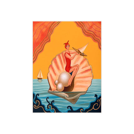 ⛵🦪 The Pearl Shell Sailor Ceramic Tile – Art Deco Seaside Fantasy