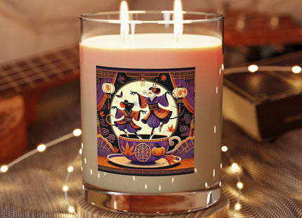 Theatrical Halloween Kabuki Mice on Teacup Scented Candle - Full Glass, 11oz
