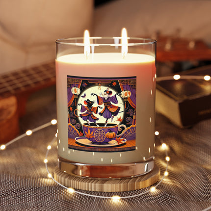 Theatrical Halloween Kabuki Mice on Teacup Scented Candle - Full Glass, 11oz