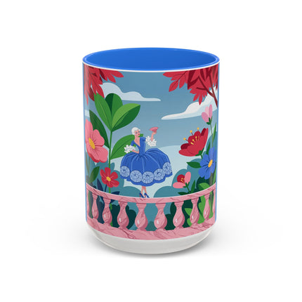 The Lady Of The Blossoming Terrace Colorful Mugs – Art Deco Floral Garden Elegance