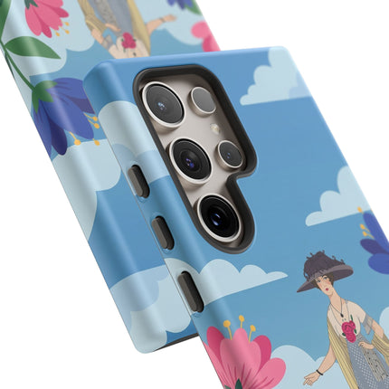🌸🎩 The Lady Of The Grand Flower Garden Phone Case – Art Deco Fashion Illustration