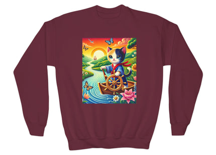 Sailor Kitten’s River Adventure Youth Crewneck Sweatshirt