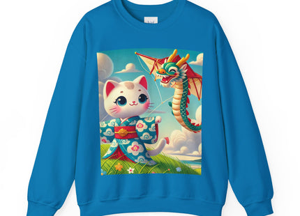 Geisha Kitten and the Dragon Kite Heavy Blend™ Crewneck Sweatshirt