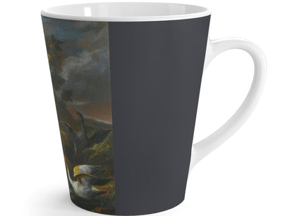 Still Life With Birds Beside An Ornate Fountain by Nicola Casissa Latte Mug