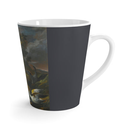 Still Life With Birds Beside An Ornate Fountain by Nicola Casissa Latte Mug