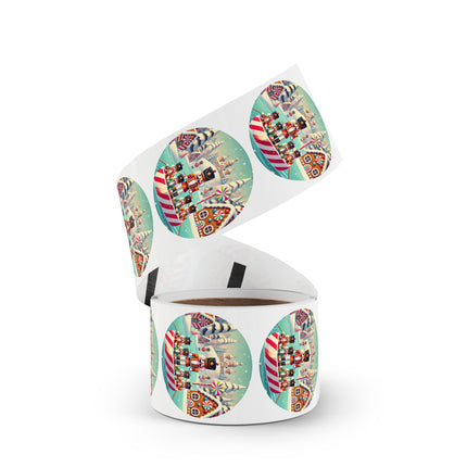 Nutcracker Candy-Striped Adventure Round Sticker Label Rolls