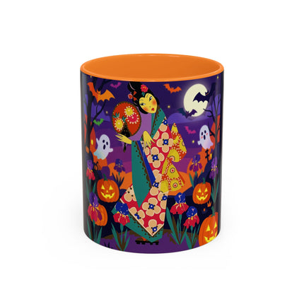 🌙🎃 The Moonlit Garden Masquerade Colorful Mug – Floral Halloween Charm