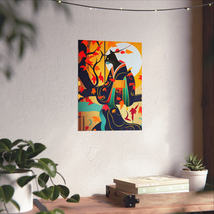 Black Cat in Kimono Fine Art Posters