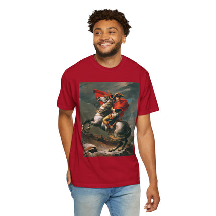 Napoleon Crossing the Alps by Jacques-Louis David Unisex Garment-Dyed T-shirt