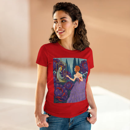 🦜💜 The Enchanted Birdcage Promenade Cotton Tee – Art Deco Floral Fantasy