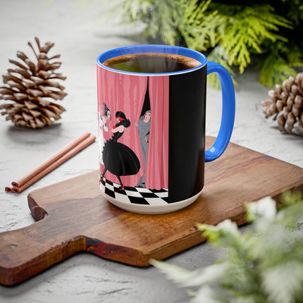 The Ladies Behind The Velvet Curtain Colorful Mugs – Art Deco Theatrical Elegance
